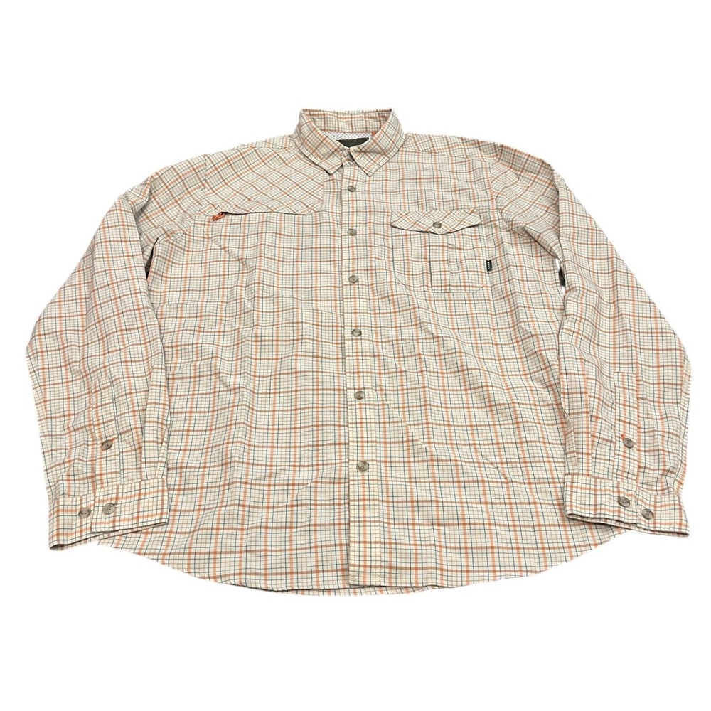 Howler Bros Hiking Snapshirt Mens Small Orange Plaid Long Sleeve Technical Shirt